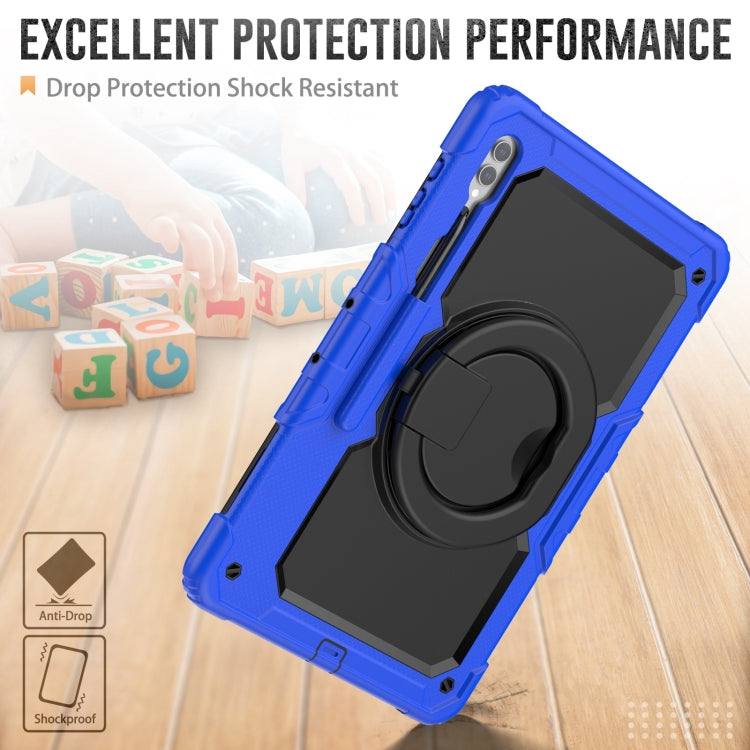 For Samsung Galaxy Tab S10 Ultra D Type Silicone Hybrid PC Tablet Case with Handle Holder(Blue) - Galaxy Tab S9 Ultra Cases by buy2fix | Online Shopping UK | buy2fix