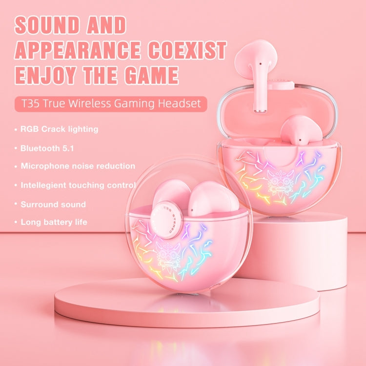 ONIKUMA T35 Bluetooth 5.1 TWS Wireless Bluetooth Gaming Earphone(Pink) - TWS Earphone by ONIKUMA | Online Shopping UK | buy2fix