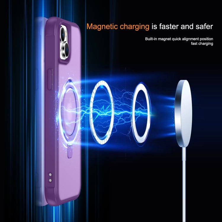 For iPhone 14 Plus MagSafe Magnetic Holder Phone Case(Purple) - iPhone 14 Plus Cases by buy2fix | Online Shopping UK | buy2fix