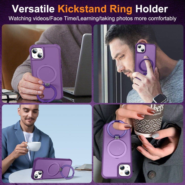 For iPhone 14 Plus MagSafe Magnetic Holder Phone Case(Purple) - iPhone 14 Plus Cases by buy2fix | Online Shopping UK | buy2fix