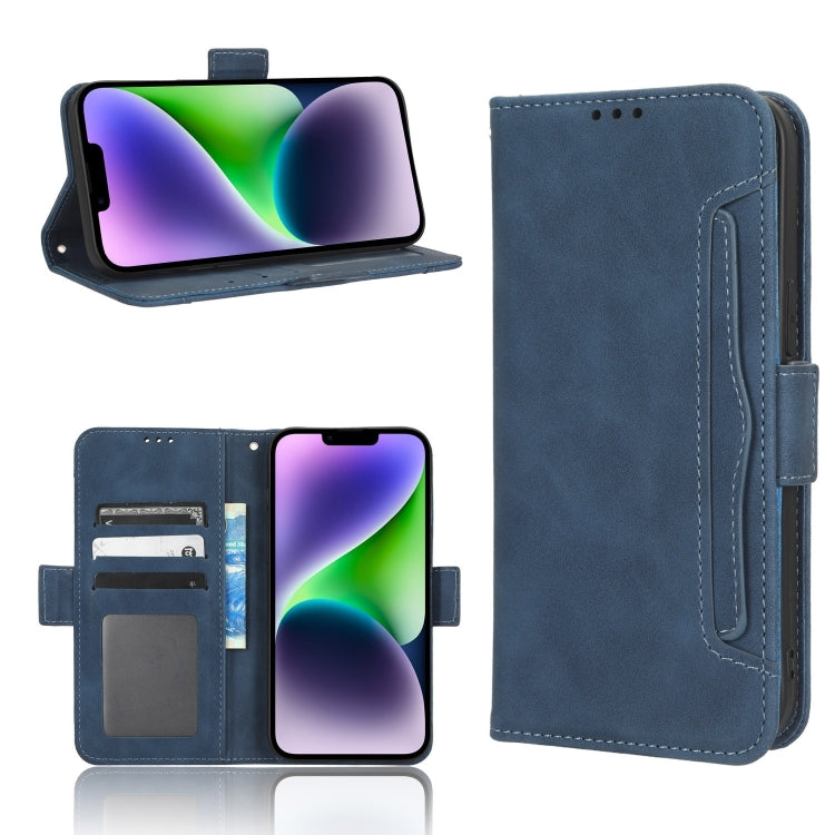 For iPhone 16 Pro Skin Feel Calf Texture Card Slots Leather Phone Case(Blue) - iPhone 16 Pro Cases by buy2fix | Online Shopping UK | buy2fix