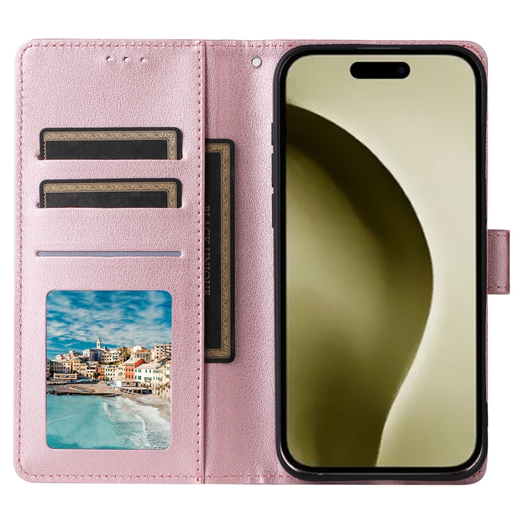 For iPhone 16 Pro Multifunctional Horizontal Flip Leather Phone Case with Three Card Slots(Rose Gold) - iPhone 16 Pro Cases by buy2fix | Online Shopping UK | buy2fix