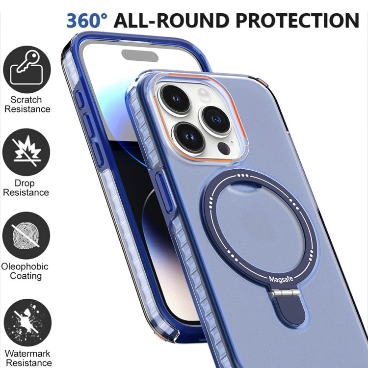 For iPhone 14 Colorful 2 in 1 MagSafe Holder Phone Case(Blue) - iPhone 14 Cases by buy2fix | Online Shopping UK | buy2fix