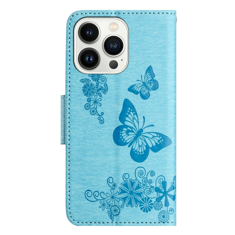 For iPhone 16 Pro Max Butterfly Embossed Flip Leather Phone Case(Blue) - iPhone 16 Pro Max Cases by buy2fix | Online Shopping UK | buy2fix