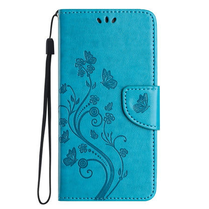 For iPhone 16 Pro Max Butterfly Flower Pattern Flip Leather Phone Case(Blue) - iPhone 16 Pro Max Cases by buy2fix | Online Shopping UK | buy2fix