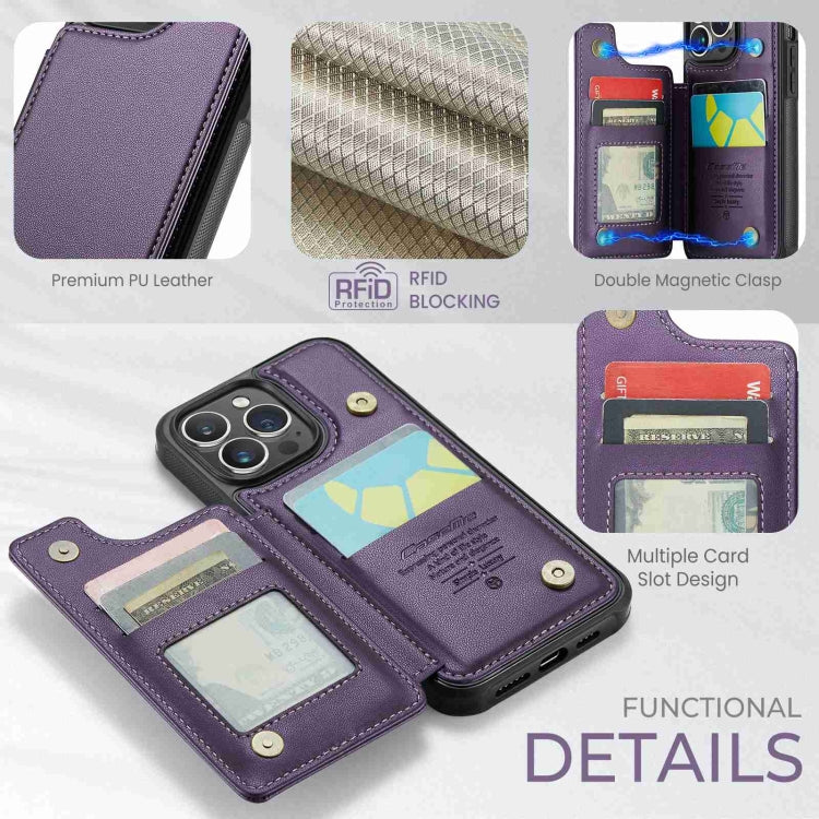 For iPhone 14 Pro CaseMe C22 Card Slots Holder RFID Anti-theft Phone Case(Purple) - iPhone 14 Pro Cases by CaseMe | Online Shopping UK | buy2fix