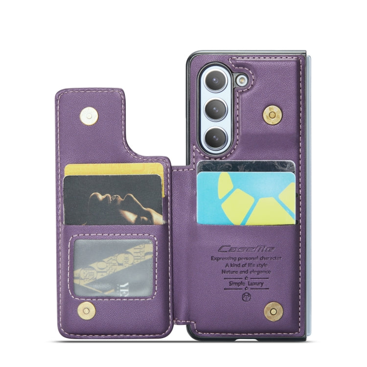 For Samsung Galaxy Z Fold5 CaseMe C22 PC+TPU Business Style RFID Anti-theft Leather Phone Case(Purple) - Galaxy Z Fold5 Cases by CaseMe | Online Shopping UK | buy2fix