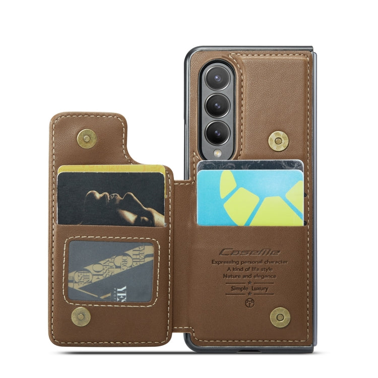 For Samsung Galaxy Z Fold4 5G CaseMe C22 PC+TPU Business Style RFID Anti-theft Leather Phone Case(Brown) - Galaxy Z Fold4 5G Cases by CaseMe | Online Shopping UK | buy2fix