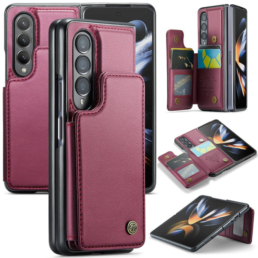 For Samsung Galaxy Z Fold4 5G CaseMe C22 PC+TPU Business Style RFID Anti-theft Leather Phone Case(Wine Red) - Galaxy Z Fold4 5G Cases by CaseMe | Online Shopping UK | buy2fix