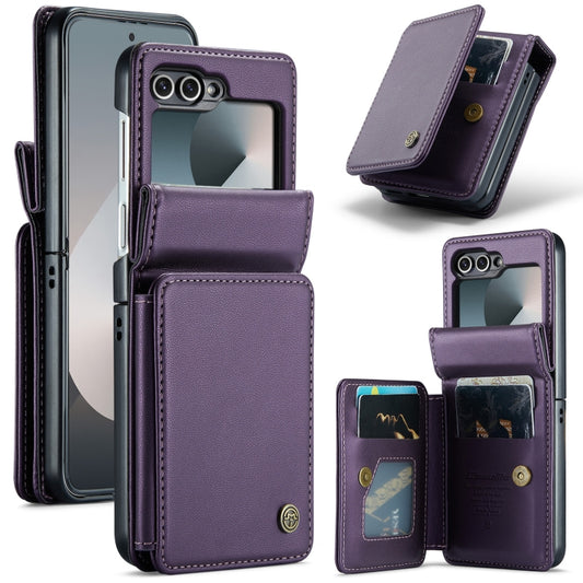 For Samsung Galaxy Z Flip6 5G CaseMe C22 PC+TPU Business Style RFID Anti-theft Leather Phone Case(Purple) - Galaxy Z Flip6 5G Cases by CaseMe | Online Shopping UK | buy2fix