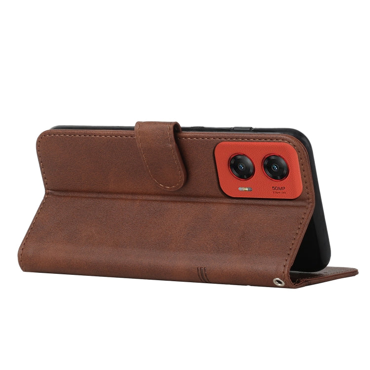 For Motorola Moto G Stylus 5G 2024 Stitching Calf Texture Buckle Leather Phone Case(Brown) - Motorola Cases by buy2fix | Online Shopping UK | buy2fix