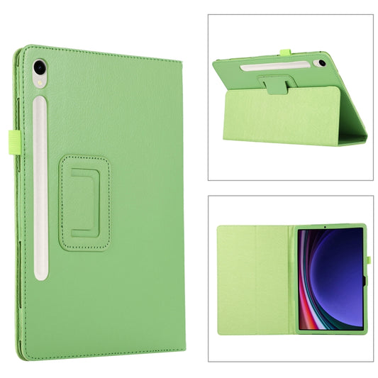 For Samsung Galaxy Tab S9 Litchi Texture Leather Tablet Case with Holder(Green) - Other Galaxy Tab PC by buy2fix | Online Shopping UK | buy2fix