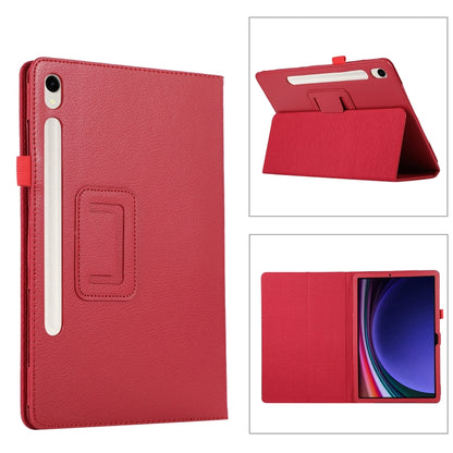 For Samsung Galaxy Tab S9 Ultra Litchi Texture Leather Tablet Case with Holder(Red) - Other Galaxy Tab PC by buy2fix | Online Shopping UK | buy2fix