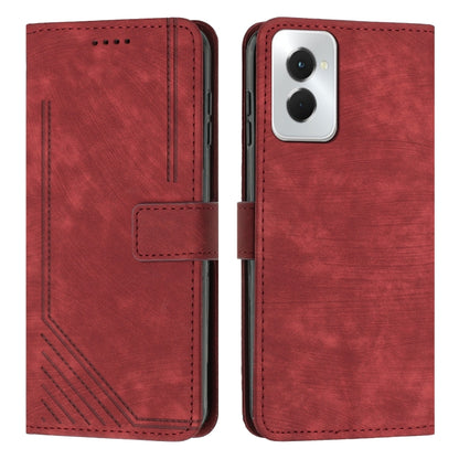 For Motorola Moto G Power 5G 2024 Skin Feel Stripe Pattern Leather Phone Case with Lanyard(Red) - Motorola Cases by buy2fix | Online Shopping UK | buy2fix