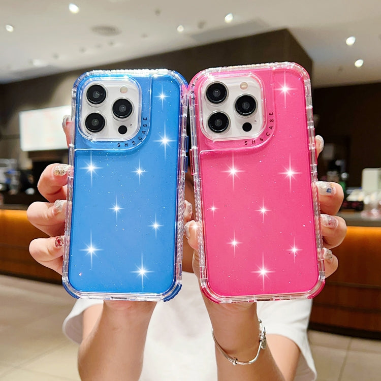 For iPhone 16 Glitter Powder 3-in-1 TPU + PC Phone Case(Blue) - iPhone 16 Cases by buy2fix | Online Shopping UK | buy2fix