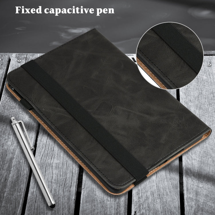 For Lenovo Tab M11 / Xiaoxin Pad 11 2024 Solid Color Stripe Embossed Leather Tablet Case(Black) - Lenovo by buy2fix | Online Shopping UK | buy2fix