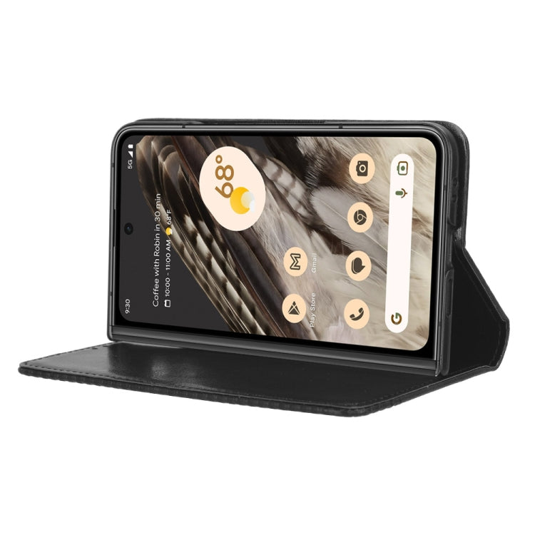 For Google Pixel Fold Magnetic Buckle Retro Texture Leather Phone Case(Black) - Google Cases by buy2fix | Online Shopping UK | buy2fix