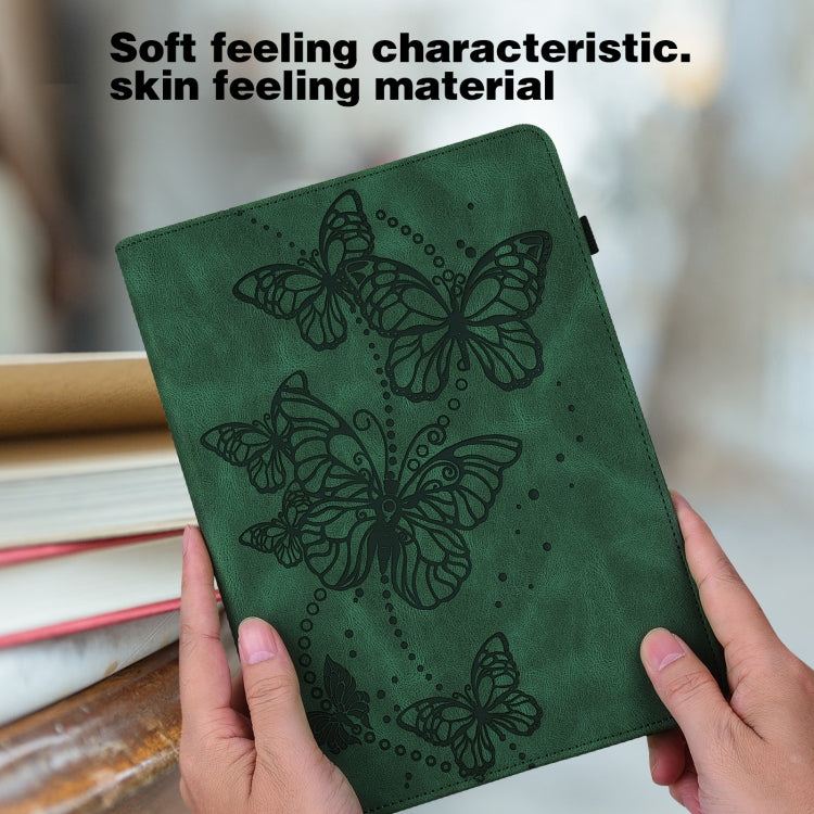 For Samsung Galaxy Tab S9 Embossed Butterfly Pattern Horizontal Flip Leather Tablet Case(Green) - Galaxy Tab S9 Cases by buy2fix | Online Shopping UK | buy2fix