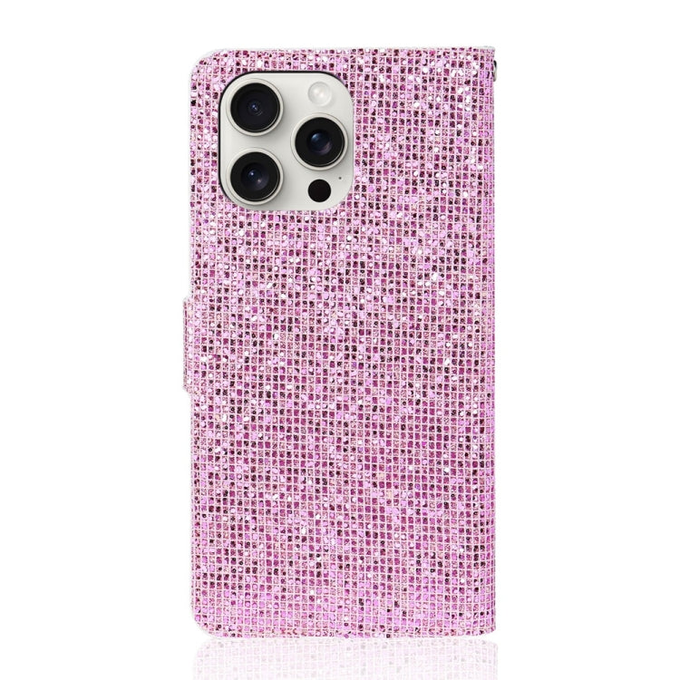 For iPhone 16 Pro Max Glitter Powder Filp Leather Phone Case(Pink) - iPhone 16 Pro Max Cases by buy2fix | Online Shopping UK | buy2fix