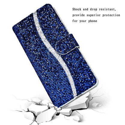 For iPhone 16 Plus Glitter Powder Filp Leather Phone Case(Blue) - iPhone 16 Plus Cases by buy2fix | Online Shopping UK | buy2fix