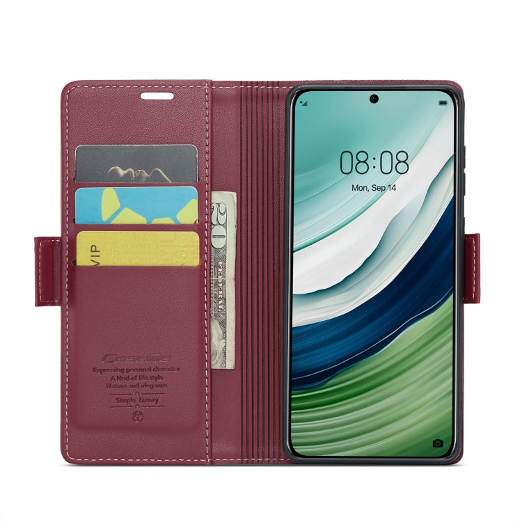 For Huawei Mate 60 CaseMe 023 Butterfly Buckle Litchi Texture RFID Anti-theft Leather Phone Case(Wine Red) - Huawei Cases by CaseMe | Online Shopping UK | buy2fix