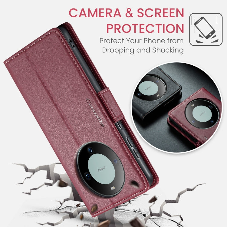 For Huawei Mate 60 CaseMe 023 Butterfly Buckle Litchi Texture RFID Anti-theft Leather Phone Case(Wine Red) - Huawei Cases by CaseMe | Online Shopping UK | buy2fix