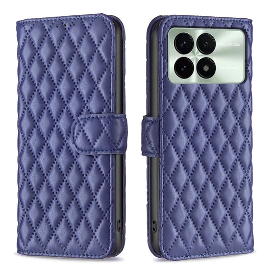 For Xiaomi Redmi K70 / K70 Pro Diamond Lattice Wallet Leather Flip Phone Case(Blue) - K70 Pro Cases by buy2fix | Online Shopping UK | buy2fix