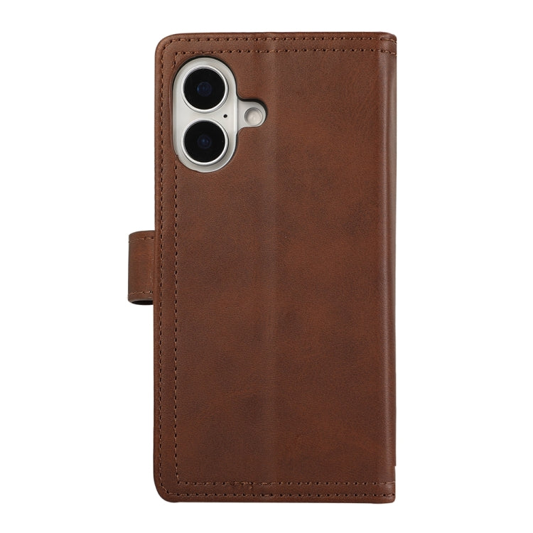 For iPhone 16 Wristband Card Slot Leather Phone Case(Coffee) - iPhone 16 Cases by buy2fix | Online Shopping UK | buy2fix