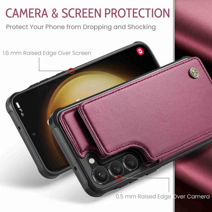 For Samsung Galaxy S23+ 5G CaseMe C22 Card Slots Holder RFID Anti-theft Phone Case(Wine Red) - Galaxy S23+ 5G Cases by CaseMe | Online Shopping UK | buy2fix