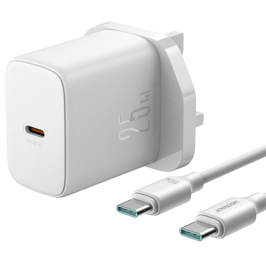 JOYROOM JR-TCF11 25W USB-C / Type-C Port Fast Charger with Cable Set, UK Plug(White) - USB Charger by JOYROOM | Online Shopping UK | buy2fix