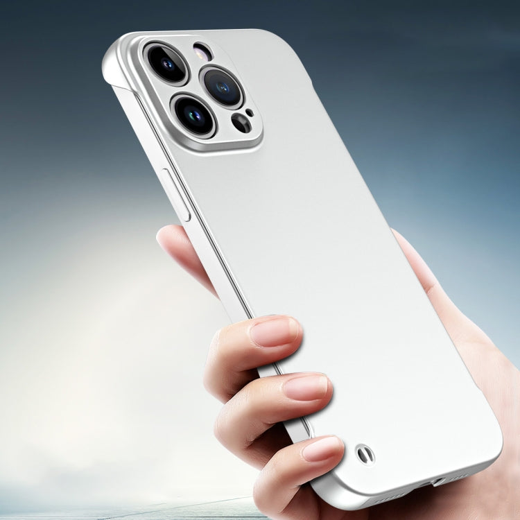 For iPhone 12 Pro Frameless Metallic Paint Hybrid PC Phone Case(Space Silver) - iPhone 12 / 12 Pro Cases by buy2fix | Online Shopping UK | buy2fix