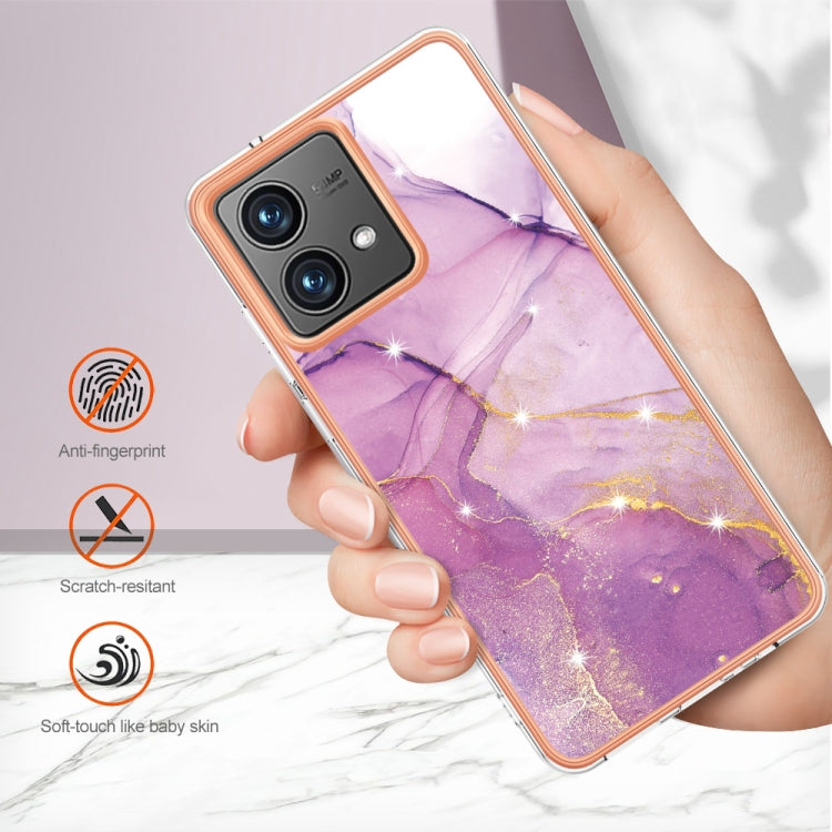 For Motorola Moto G84 Electroplating Marble Dual-side IMD Phone Case(Purple 001) - Motorola Cases by buy2fix | Online Shopping UK | buy2fix