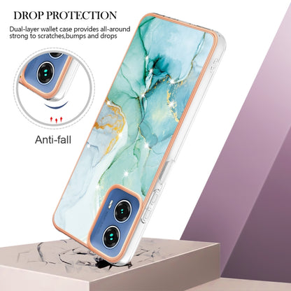For Motorola Moto G34 Electroplating Marble Dual-side IMD Phone Case(Green 003) - Motorola Cases by buy2fix | Online Shopping UK | buy2fix