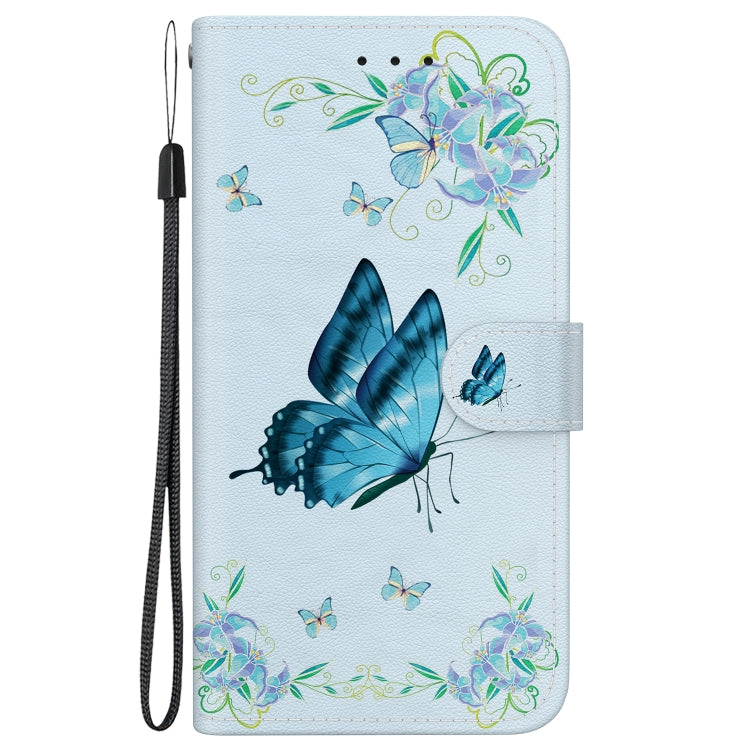 For iPhone SE 2024 Crystal Texture Colored Drawing Leather Phone Case(Blue Pansies) - More iPhone Cases by buy2fix | Online Shopping UK | buy2fix