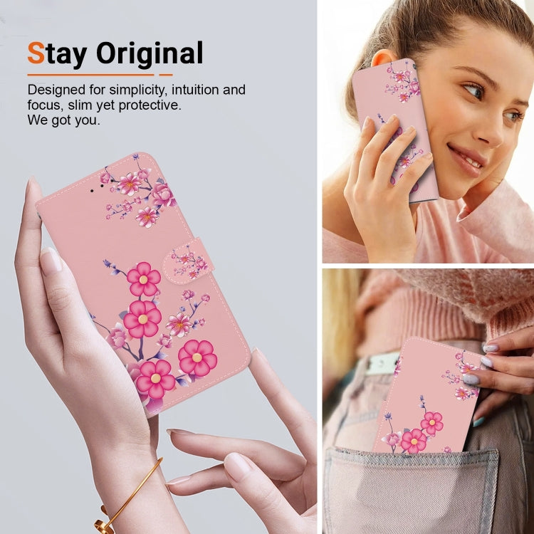 For iPhone 16 Pro Max Crystal Texture Colored Drawing Leather Phone Case(Cherry Blossoms) - iPhone 16 Pro Max Cases by buy2fix | Online Shopping UK | buy2fix