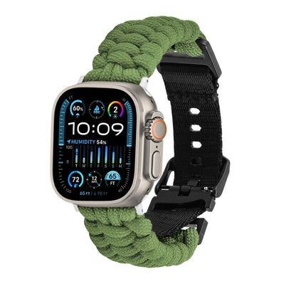 For Apple Watch Ultra 49mm Paracord Plain Braided Webbing Buckle Watch Band(Army Green) - Watch Bands by buy2fix | Online Shopping UK | buy2fix