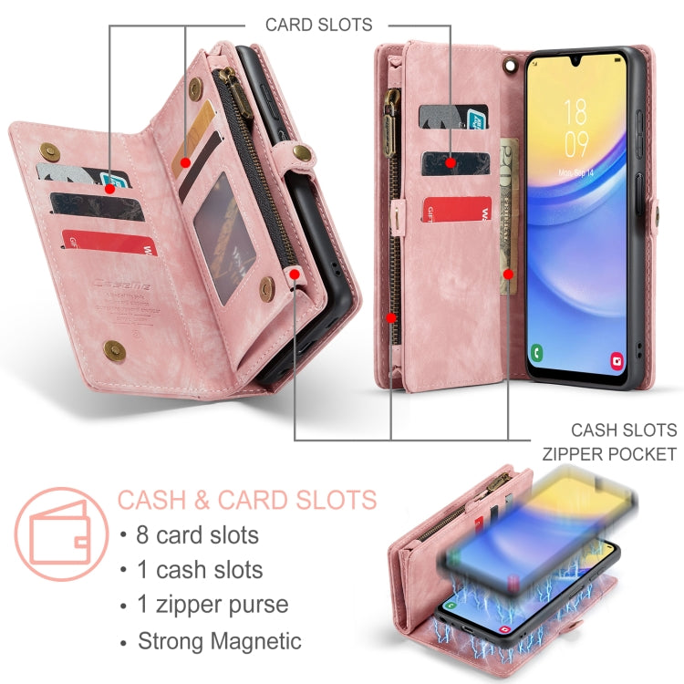 For Samsung Galaxy A15 5G CaseMe 008 Multifunctional Zipper Wallet Leather Phone Case with Lanyard(Pink) - Galaxy Phone Cases by CaseMe | Online Shopping UK | buy2fix