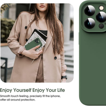 For iPhone 16 Pro Microfiber Liquid Silicone Shockproof Phone Case(Dark Green) - iPhone 16 Pro Cases by buy2fix | Online Shopping UK | buy2fix