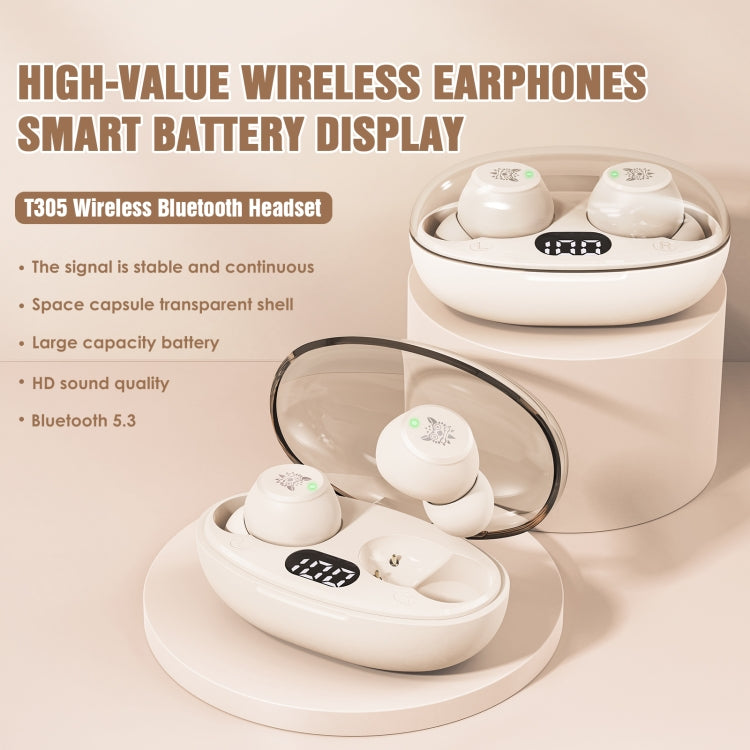 ONIKUMA T305 Digital Display Wireless Bluetooth Earphone(Beige) - Bluetooth Earphone by ONIKUMA | Online Shopping UK | buy2fix