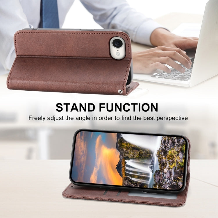 For iPhone SE 2024 Cubic Grid Calf Texture Magnetic Leather Phone Case(Brown) - More iPhone Cases by buy2fix | Online Shopping UK | buy2fix