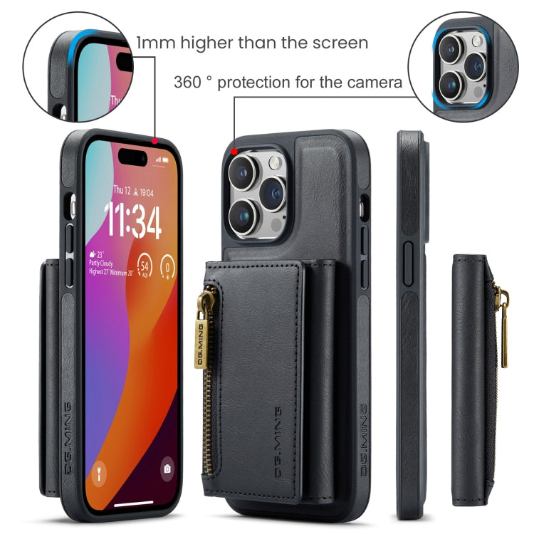 For iPhone 14 Pro Max DG.MING M5 Series Zip RFID Multi Card Detachable Leather Phone Case(Black) - iPhone 14 Pro Max Cases by DG.MING | Online Shopping UK | buy2fix