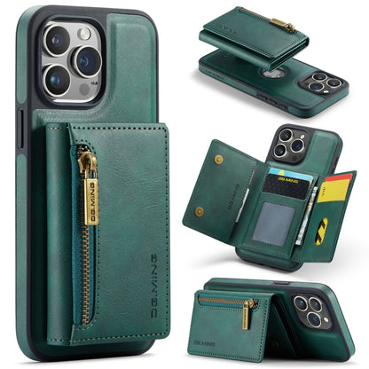 For iPhone 15 Pro Max DG.MING M5 Series Zip RFID Multi Card Detachable Leather Phone Case(Green) - iPhone 15 Pro Max Cases by DG.MING | Online Shopping UK | buy2fix