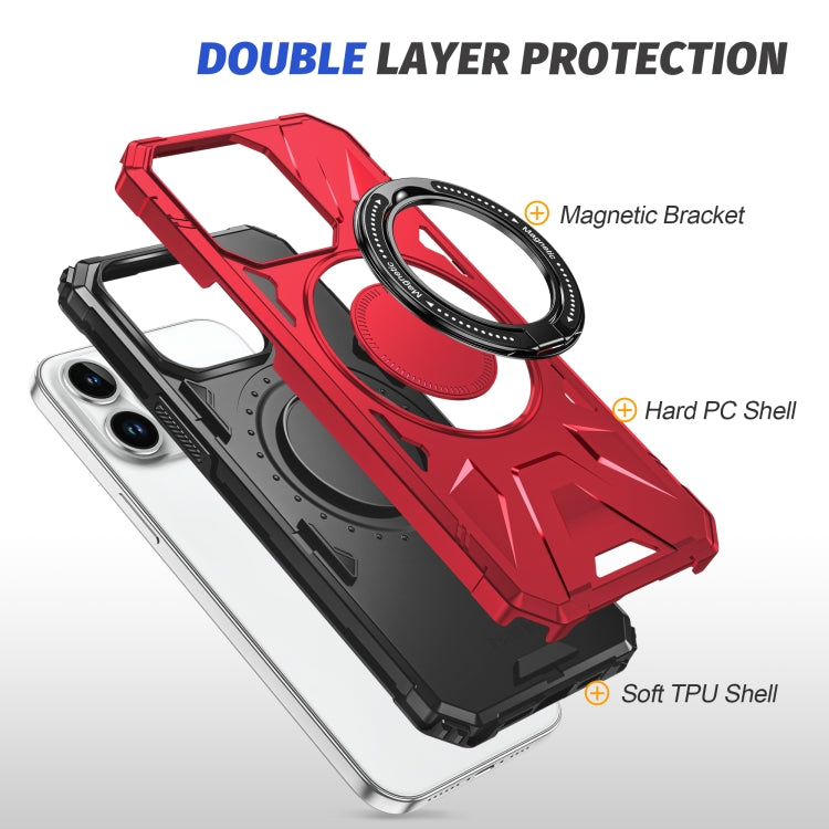 For iPhone 14 Pro MagSafe Magnetic Shockproof Phone Case with Ring Holder(Red) - iPhone 14 Pro Cases by buy2fix | Online Shopping UK | buy2fix