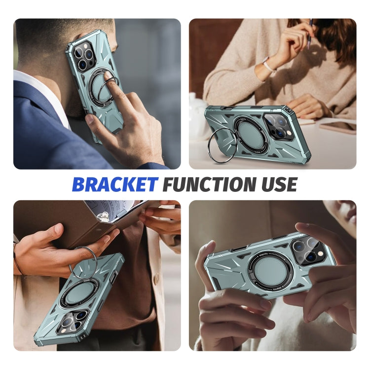 For iPhone 16 Pro Max MagSafe Magnetic Shockproof Phone Case with Ring Holder(Green) - iPhone 16 Pro Max Cases by buy2fix | Online Shopping UK | buy2fix