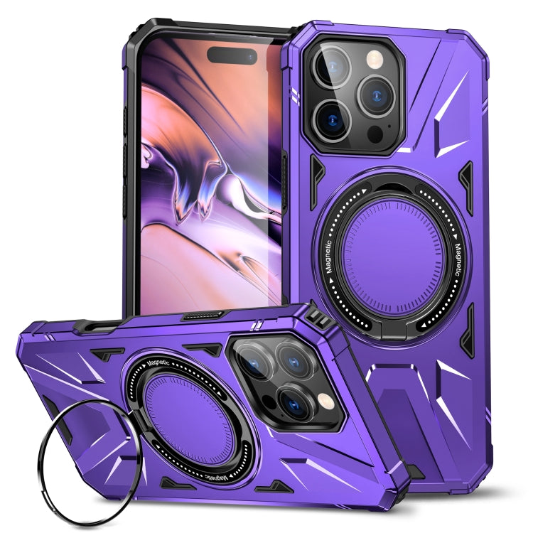 For iPhone 16 Pro Max MagSafe Magnetic Shockproof Phone Case with Ring Holder(Purple) - iPhone 16 Pro Max Cases by buy2fix | Online Shopping UK | buy2fix