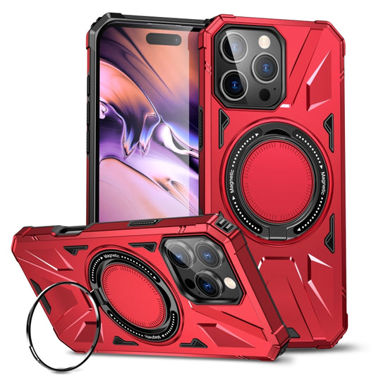 For iPhone 16 Pro MagSafe Magnetic Shockproof Phone Case with Ring Holder(Red) - iPhone 16 Pro Cases by buy2fix | Online Shopping UK | buy2fix