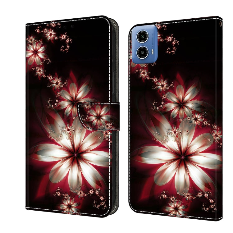 For Motorola Moto G34 Crystal 3D Shockproof Protective Leather Phone Case(Fantastic Flower) - Motorola Cases by buy2fix | Online Shopping UK | buy2fix