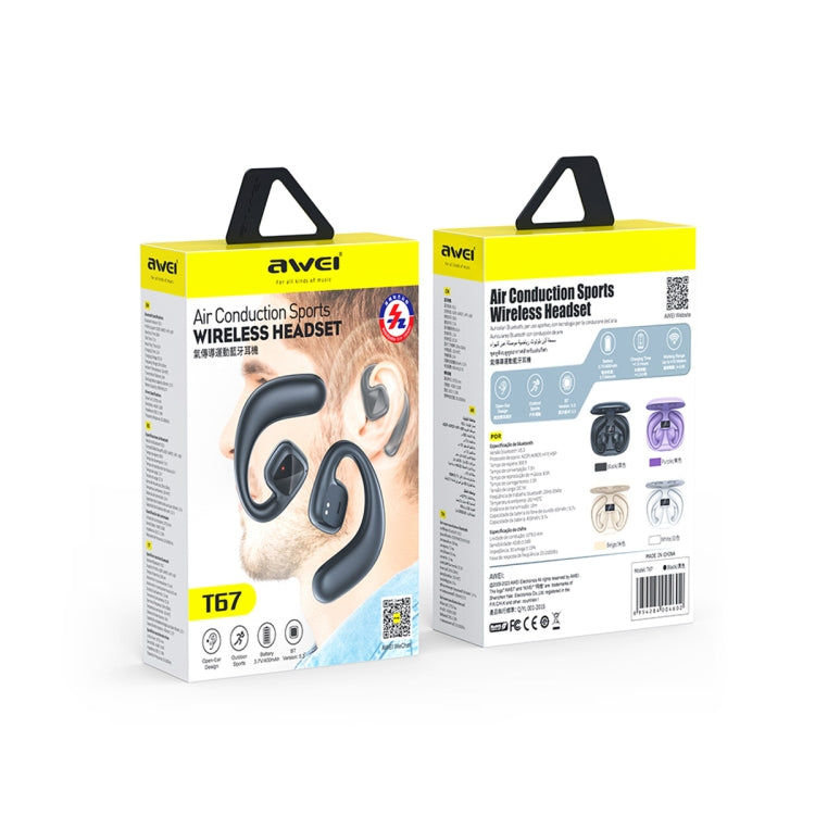 awei T67 Air Conduction TWS Bluetooth Earbuds(Khaki) - Bluetooth Earphone by awei | Online Shopping UK | buy2fix