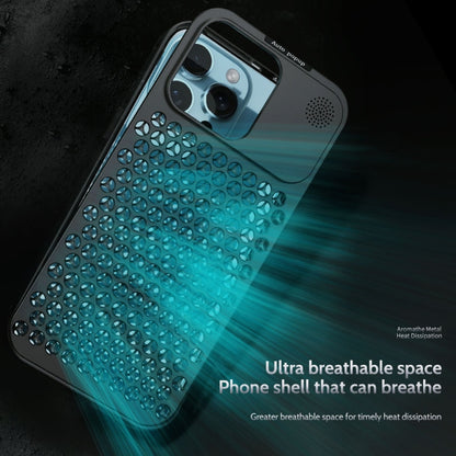 For iPhone 14 Pro R-JUST RJ58 Aromatherapy Metal Cooling Phone Case(Grey) - iPhone 14 Pro Cases by R-JUST | Online Shopping UK | buy2fix