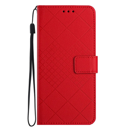 For iPhone SE 2024 Rhombic Grid Texture Leather Phone Case(Red) - More iPhone Cases by buy2fix | Online Shopping UK | buy2fix